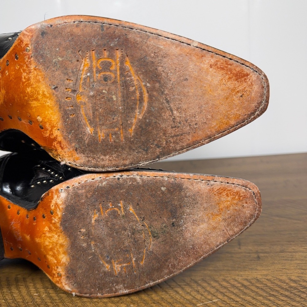 Corral Cowboy Boots Womens 6.5 Black Studded Leather Western Snip Toe Cowgirl - Picture 8 of 13